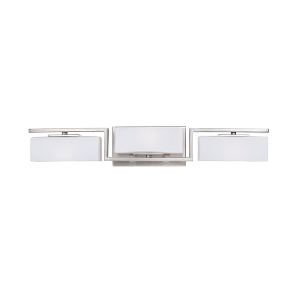 Designers Fountain Meridian 25in 3-Light Satin Platinum Retro Modern Indoor Vanity Light with White Opal Glass Shades 6713-SP - main